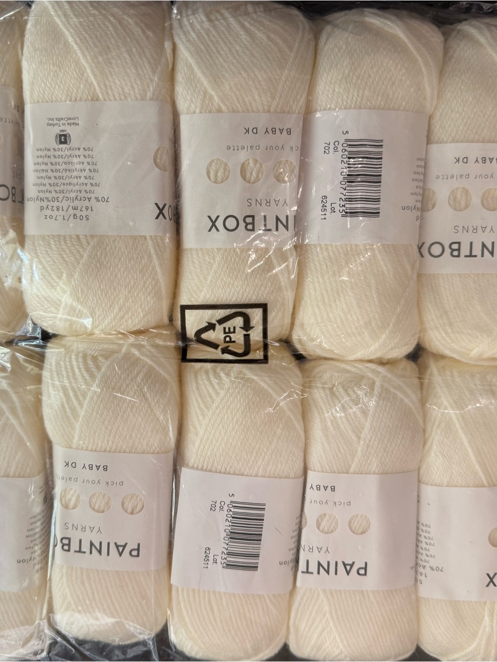 Paintbox Yarns Baby DK Soft Cream Yarn - 10 skeins of Champagne White